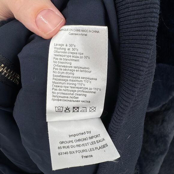 Molly Bracken Dark Navy Soft Faux Fur Wide Collar Zipper Bomber Jacket w Pockets - Picture 13 of 13